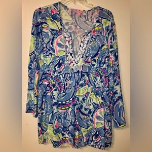 Lilly Pulitzer knit tunic top long sleeved size L EUC smoke free home